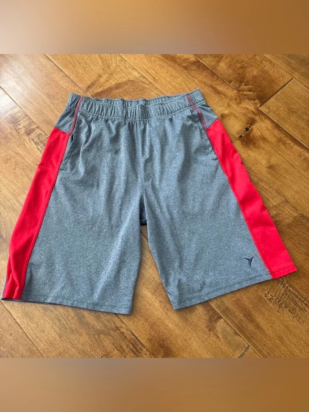 Jordan Men's Gray Athletic Shorts with Red Side Panels